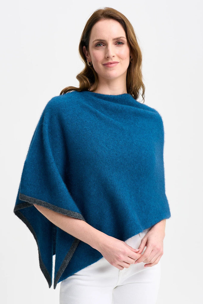 Womens Two Tone Poncho Agean/Slate  1623