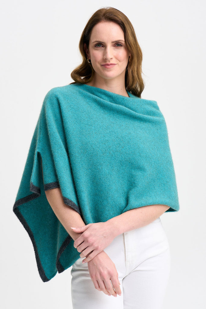 Womens Two Tone Poncho Glacier/Slate 1623