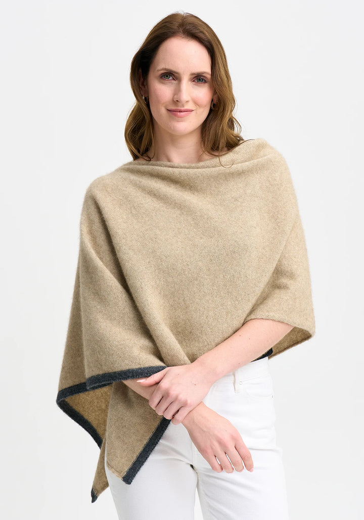 Womens Two Tone Poncho