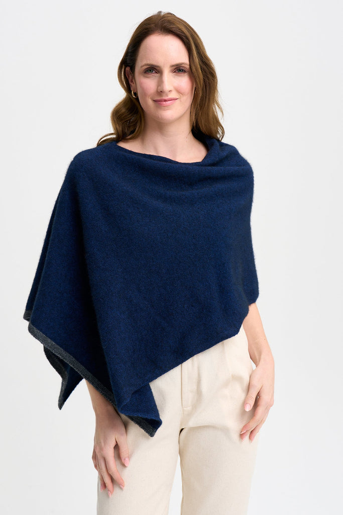 Womens Two Tone Poncho Zephyr/Slate 1623