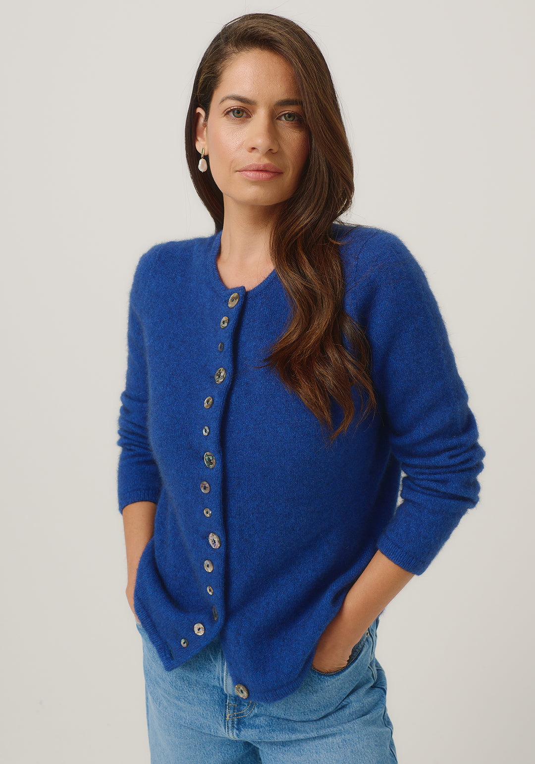 Womens Shell Cardigan Dusty Blue 1736
