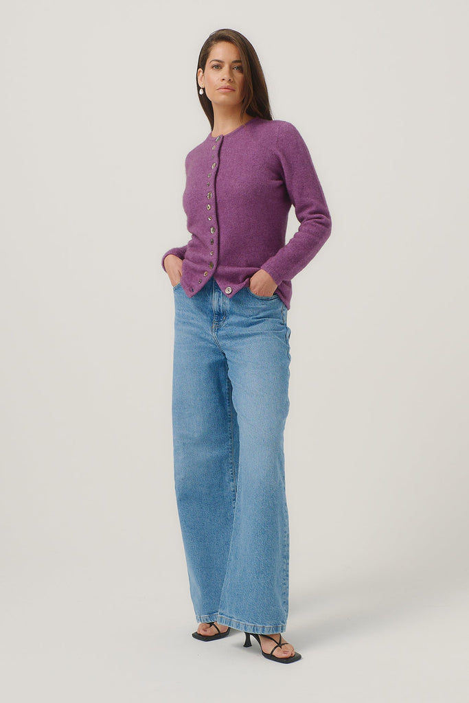 Womens Shell Cardigan Lilac 1736