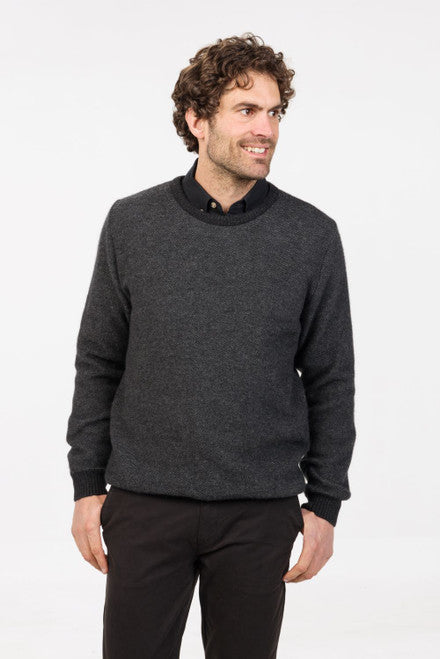 Mens Textured Crew Sweater Charcoal  MNE428