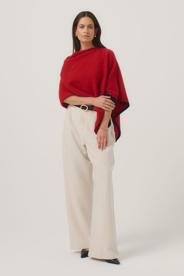 Womens Two Tone Poncho Rata/Jet 1623