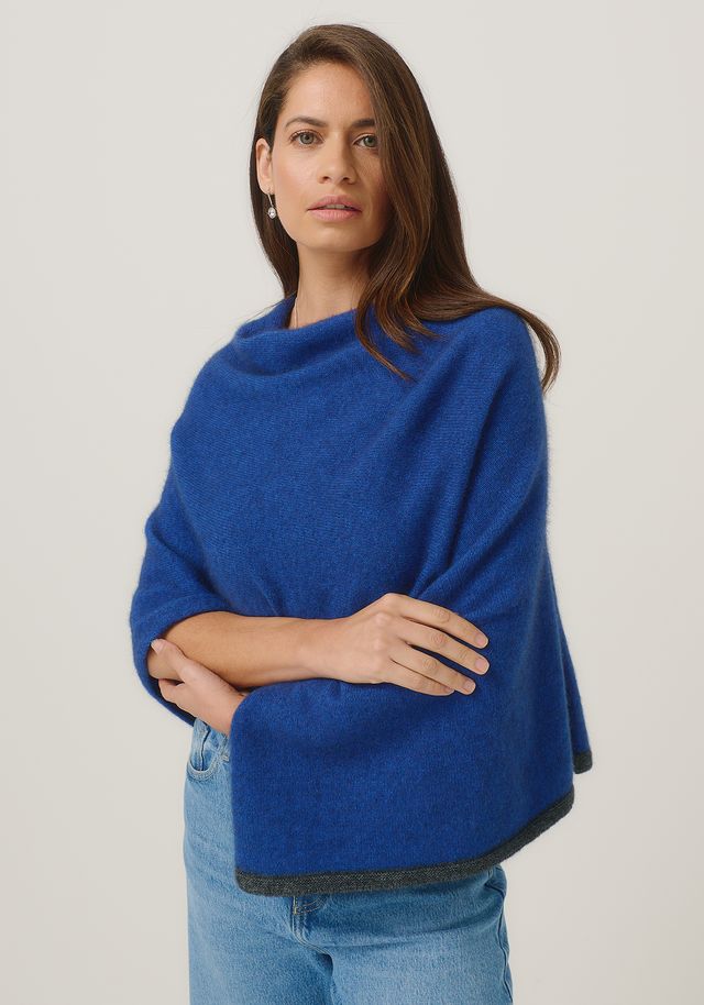 Womens Two Tone Poncho Dusty Blue/Slate 1623
