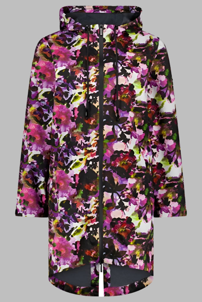 Womens Georgie Rain Coat - Evie Kemp - Purple Fleur