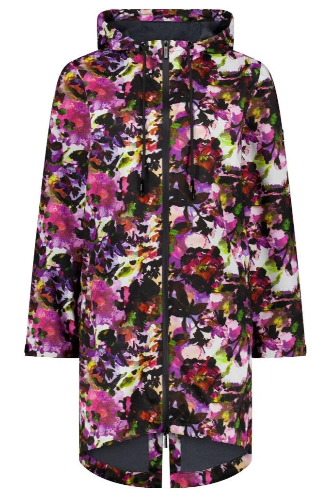 Womens Georgie Rain Coat - Evie Kemp - Purple Fleur