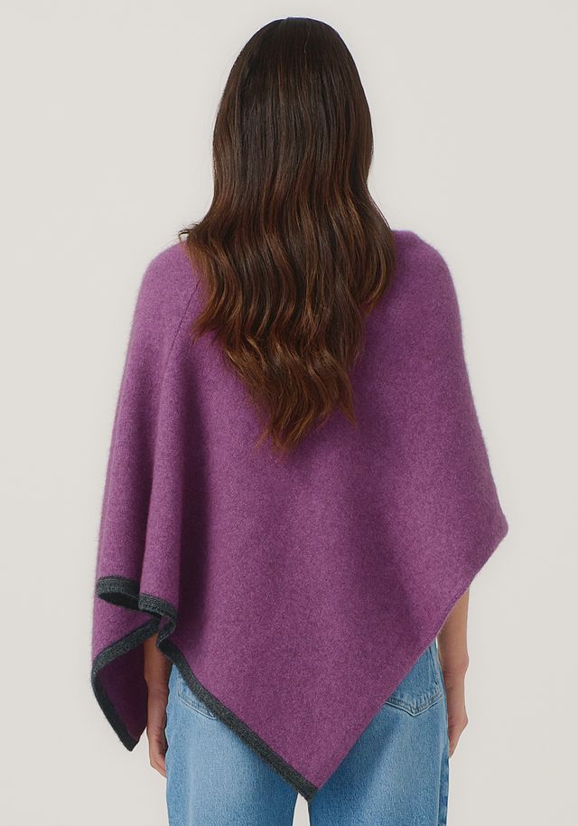 Womens Two Tone Poncho  Lilac/Slate 1623