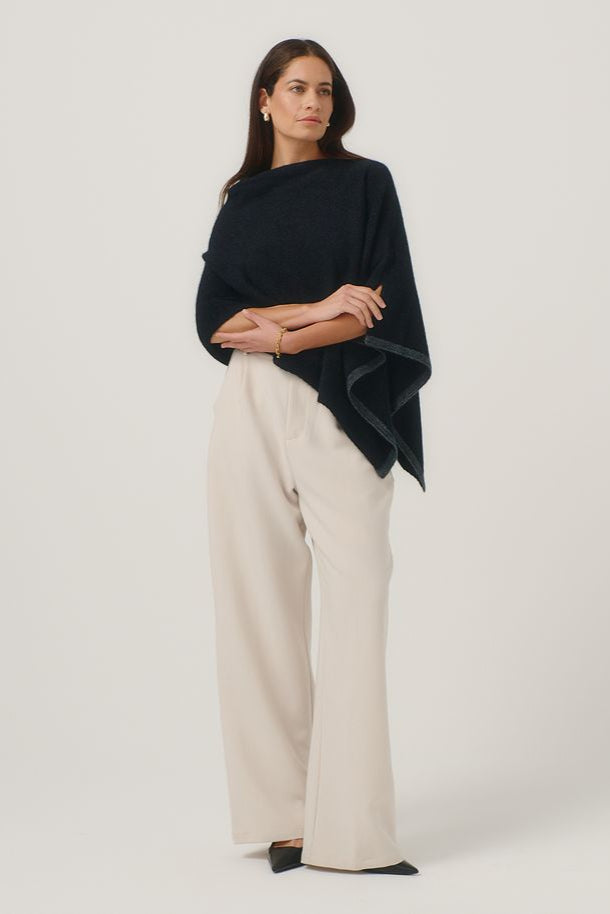 Womens Two Tone Poncho Jet/Slate 1623