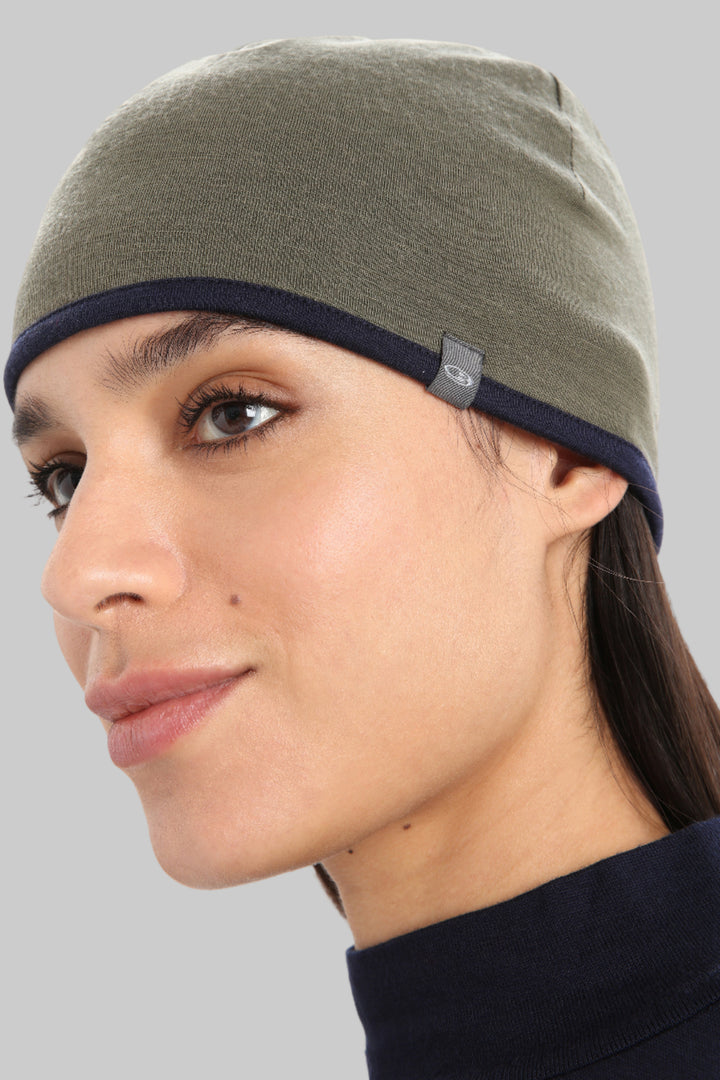 Adult Unisex Merino Reversible Pocket Hat Loden/Midnight Navy IBM200