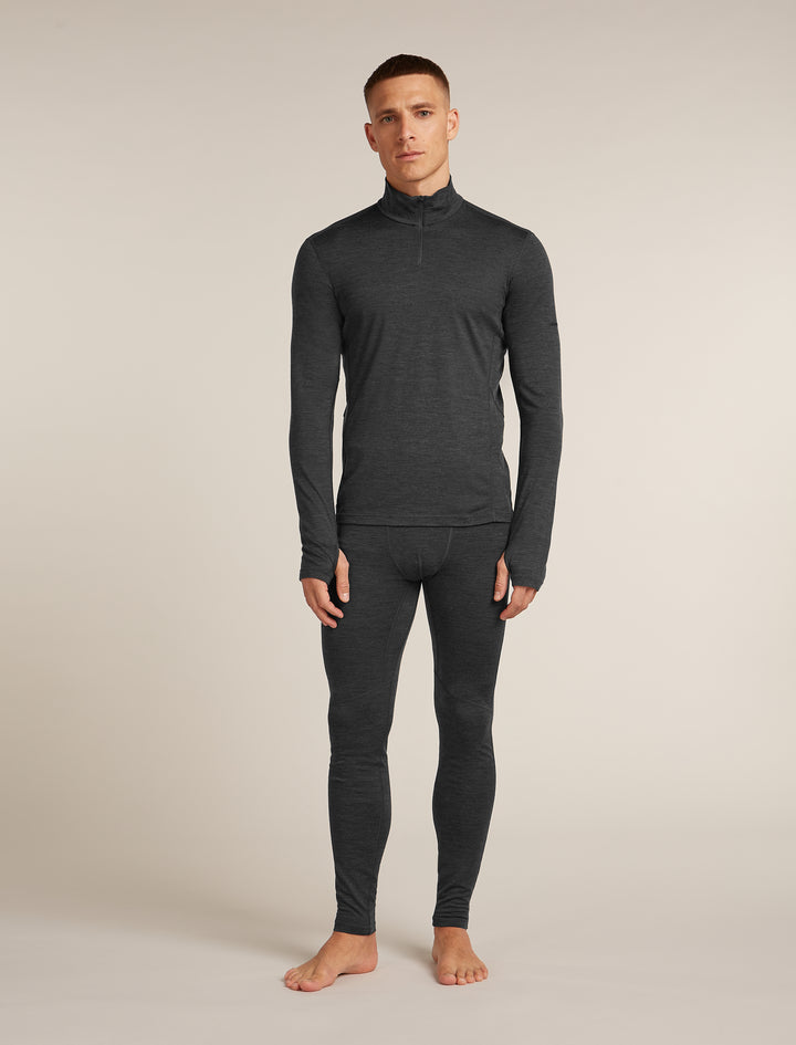 Mens 200 Merino Fine Ace Long Sleeve Half Zip Jet Heather 0A5767