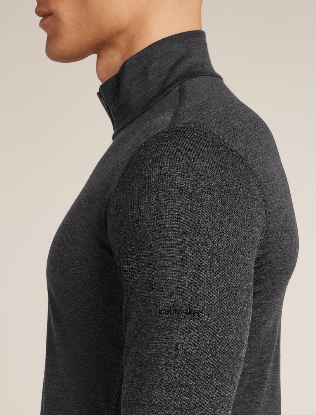 Mens 200 Merino Fine Ace Long Sleeve Half Zip Jet Heather 0A5767
