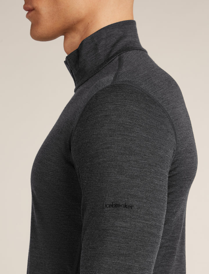 Mens 200 Merino Fine Ace Long Sleeve Half Zip Jet Heather 0A5767