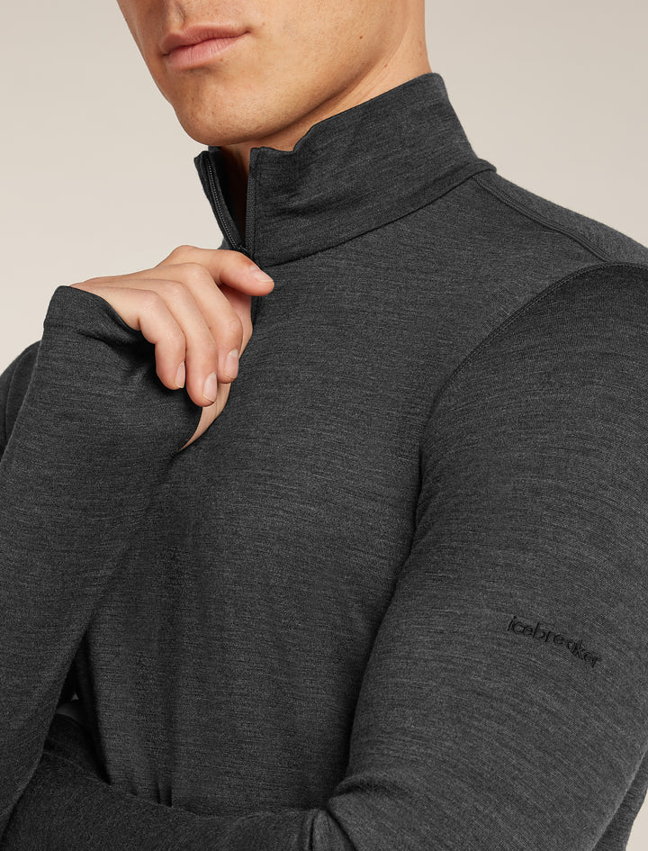 Mens 200 Merino Fine Ace Long Sleeve Half Zip Jet Heather 0A5767