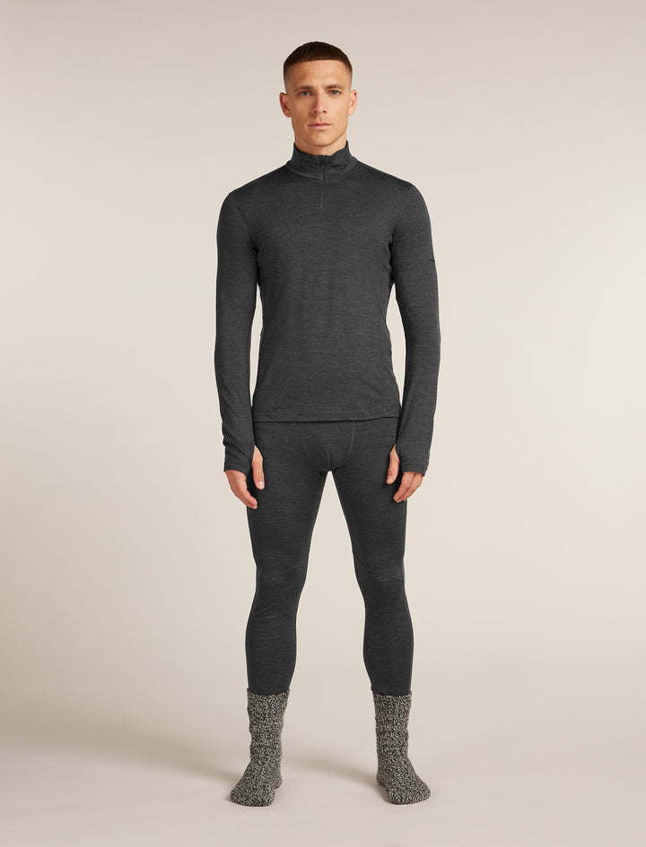 Mens 200 Merino Fine Ace Long Sleeve Half Zip Jet Heather 0A5767