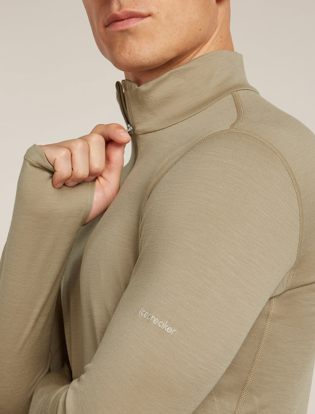 Mens 200 Merino Fine Ace Long Sleeve Half Zip Flagstone 0A5767