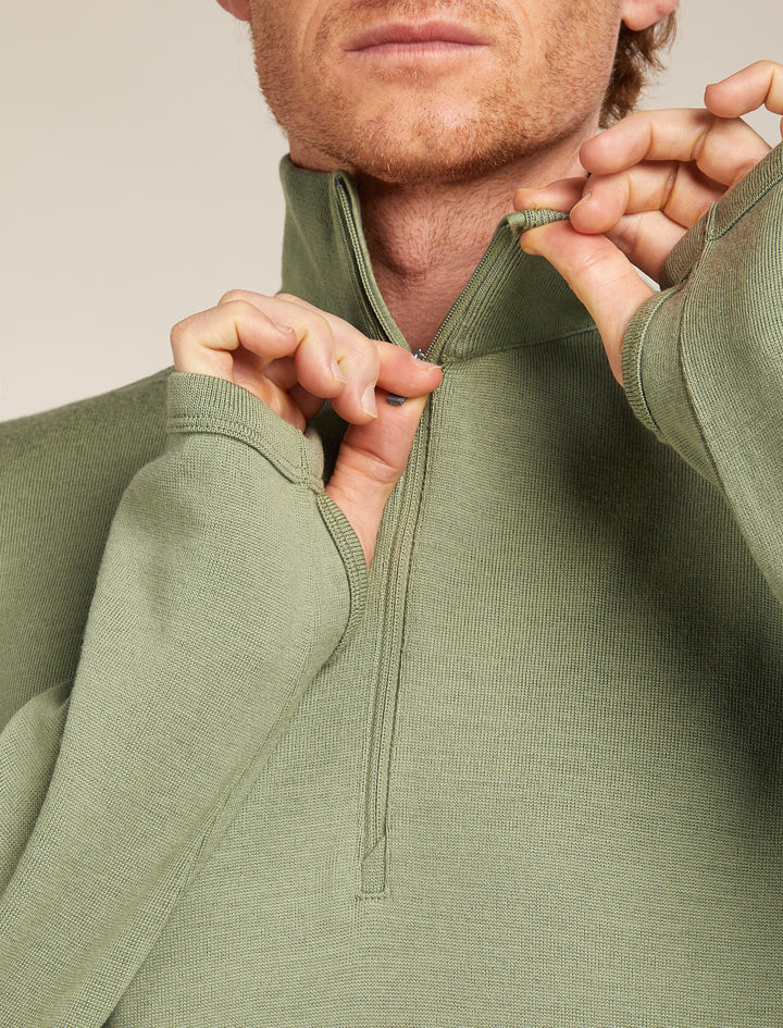 Mens Merino 300 Original Long Sleeve Half Zip Top Lichen B00871