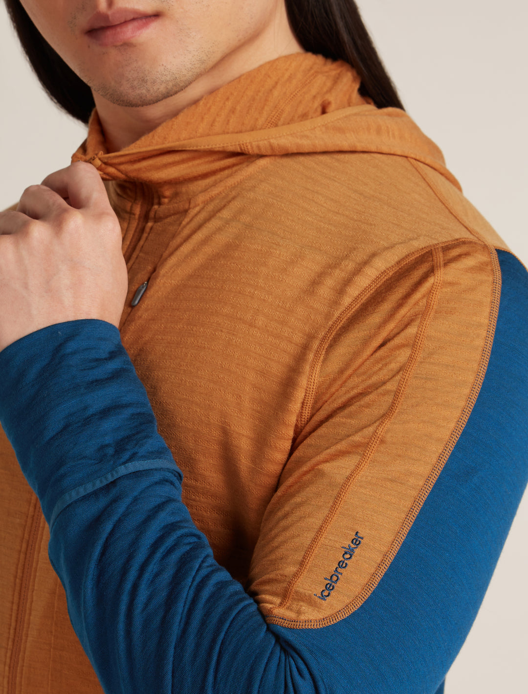 Mens Merino Blend 200 Realfleece™ Descender LS Zip Hoodie Trail/Atlantis/CB BA56VZ