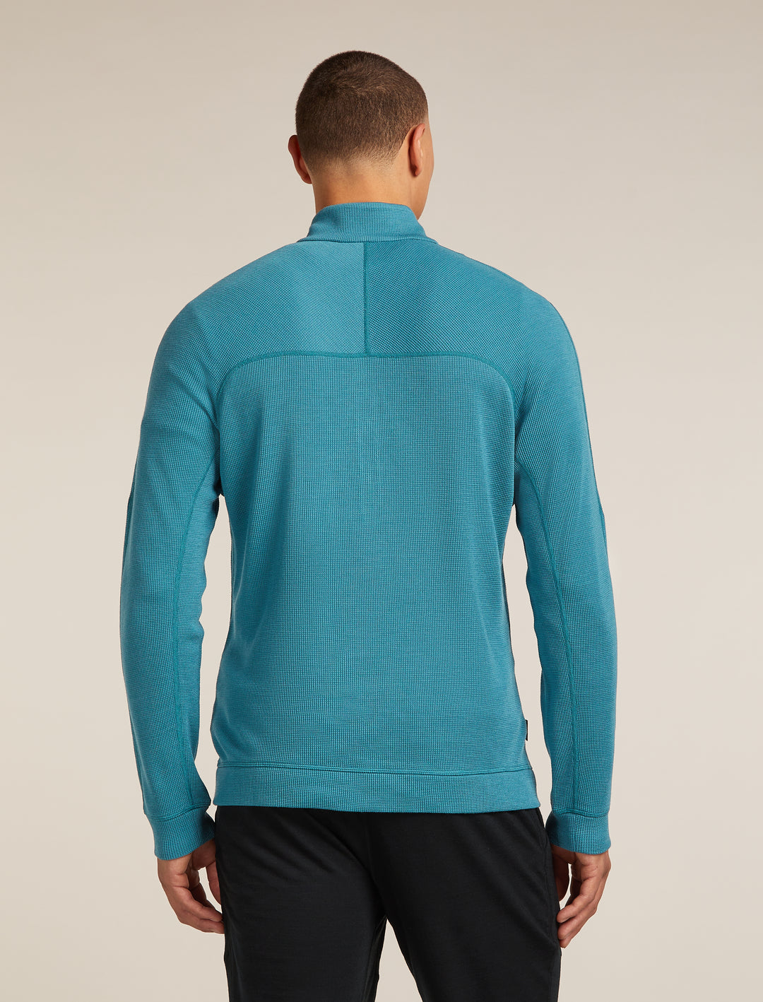 Mens Merino 260 Waffle Knit Wander Long Sleeve Half Zip Topaz  0A577U