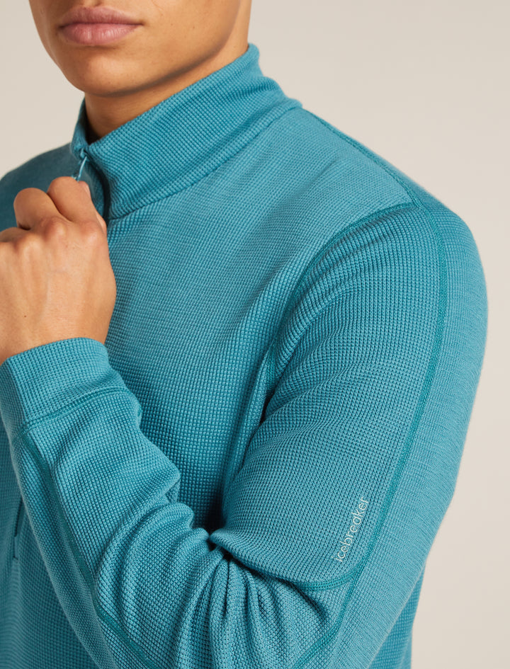 Mens Merino 260 Waffle Knit Wander Long Sleeve Half Zip Topaz  0A577U