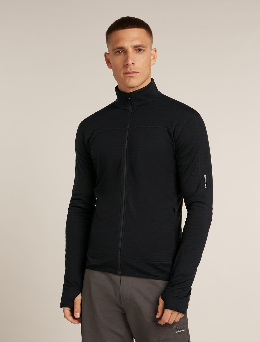 Mens Merino Blend 300 RealFleece Descender LS Zip Black 0A57CP