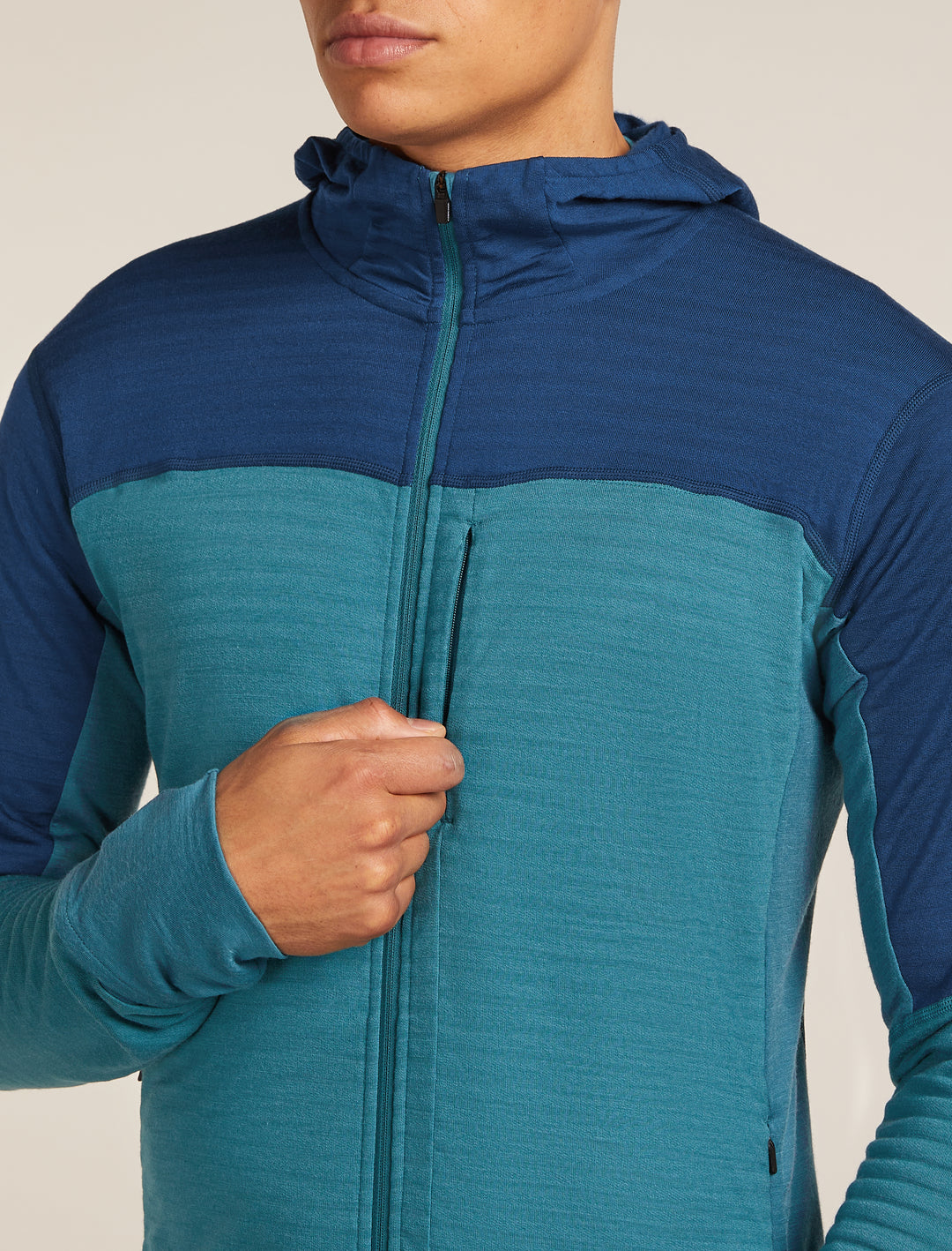 Mens Merino Blend 300 RealFleece™ Descender LS Zip Hoodie Topaz/Atlantis/CB 0A57CQ