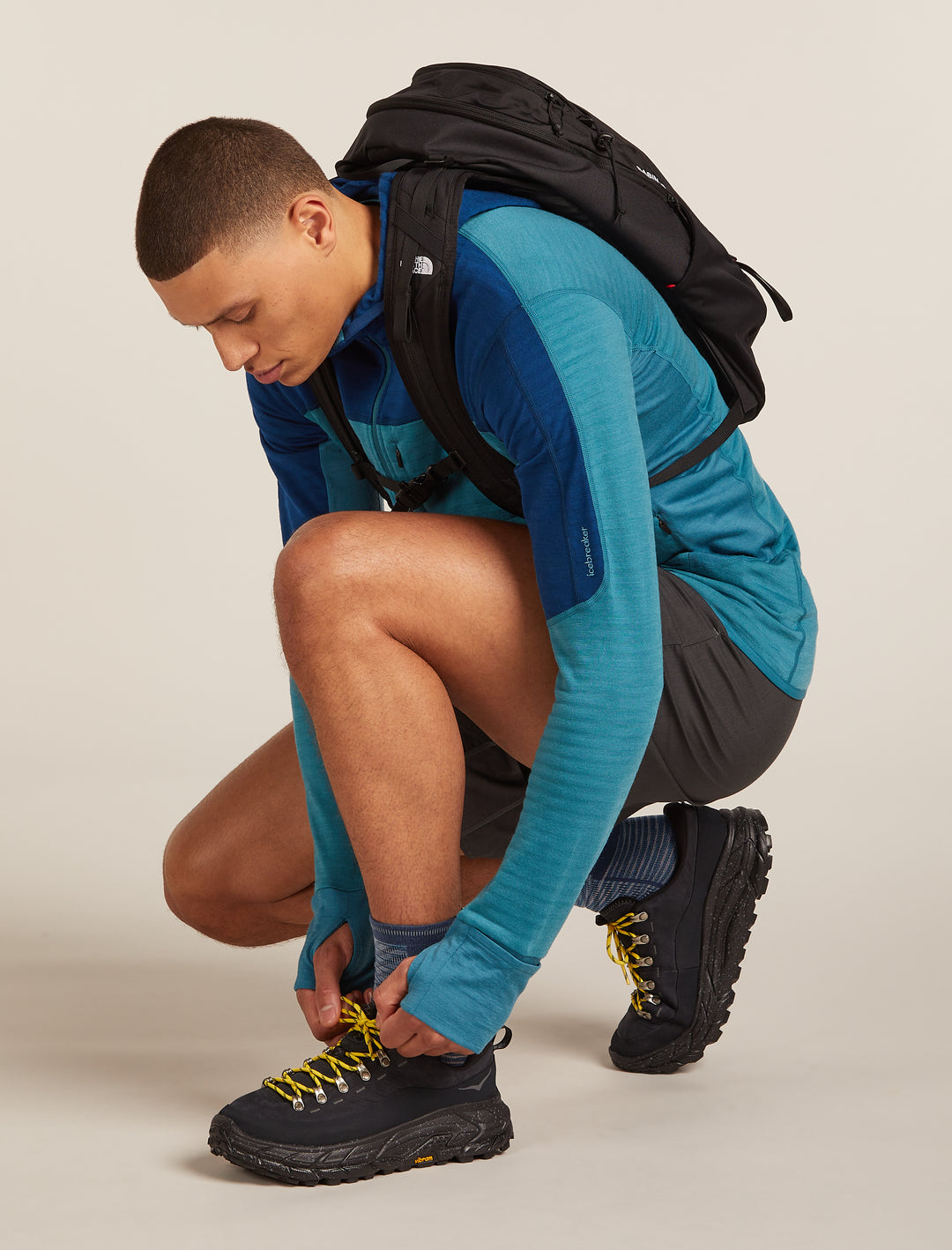 Mens Merino Blend Run+ Ultralight Crew FD Graphite/Snow 0A578W