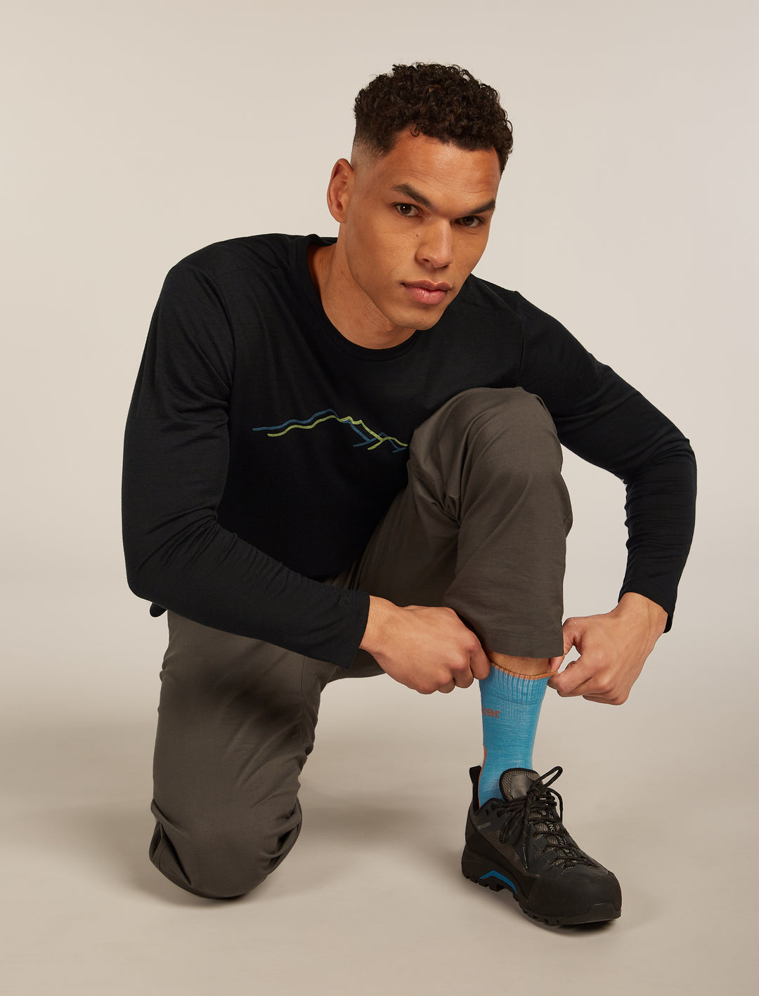 Mens Merino Hike+ Light Crew Socks Topaz/Trail 0A578O