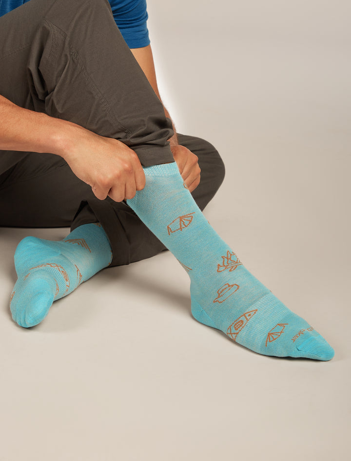 Mens Merino Lifestyle Ultralight Crew Socks Camp Essentials Hydro/Trail 0A574E