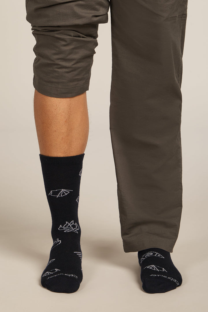 Mens Merino Lifestyle Ultralight Crew Socks Camp Essentials Black/Alloy0A574E