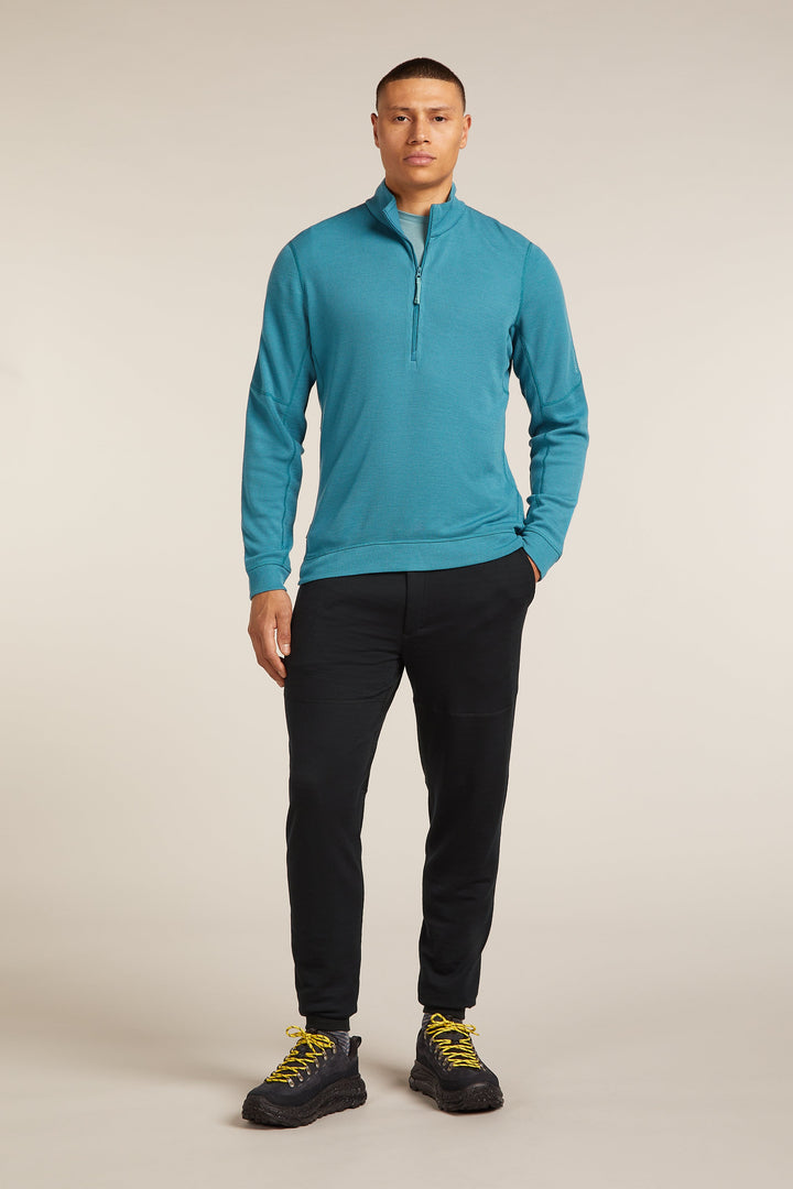Mens Merino 260 Waffle Knit Wander Long Sleeve Half Zip Topaz  0A577U
