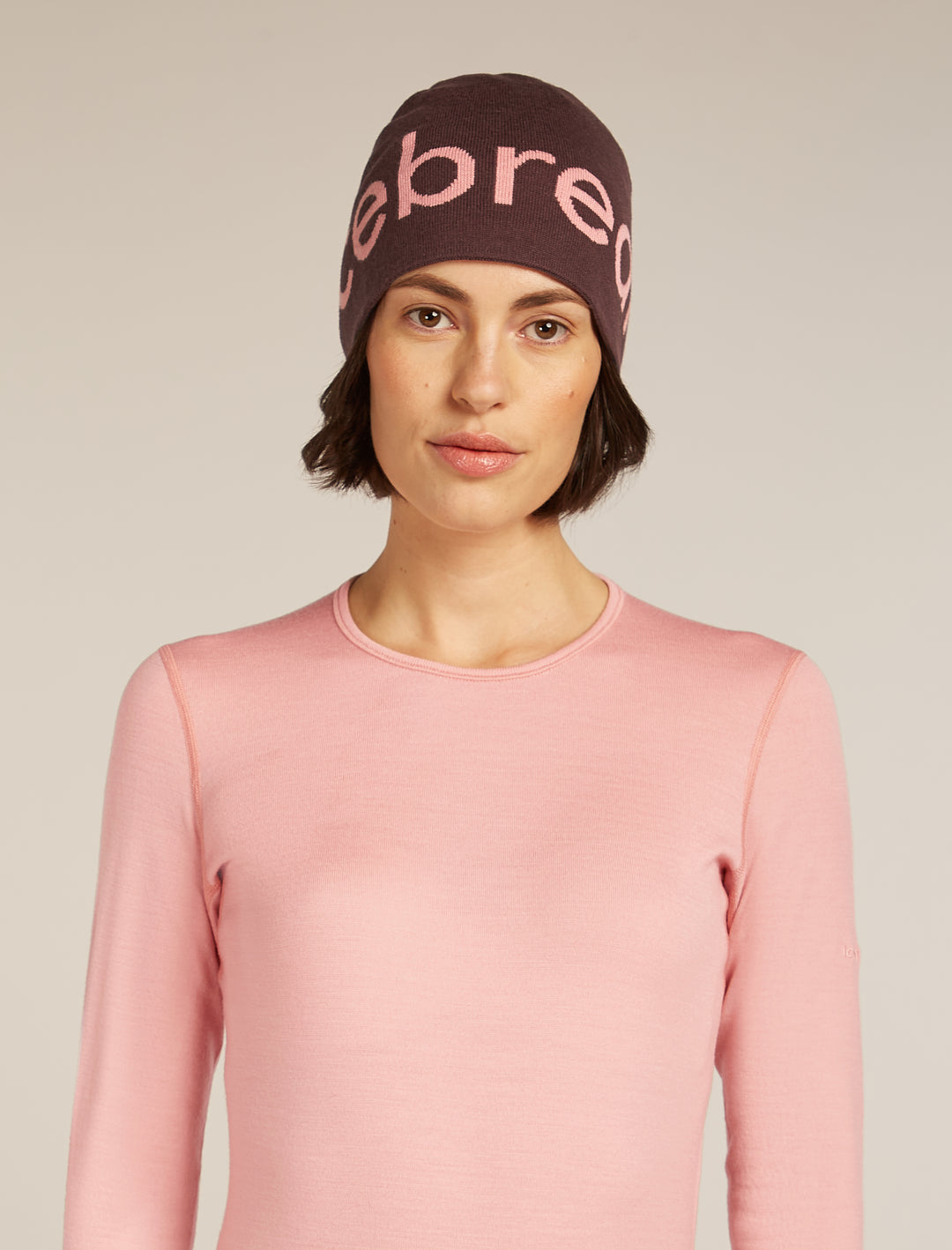 Adult Unisex Merino Icebreaker Beanie Java/Acid Pink  0A56SJ