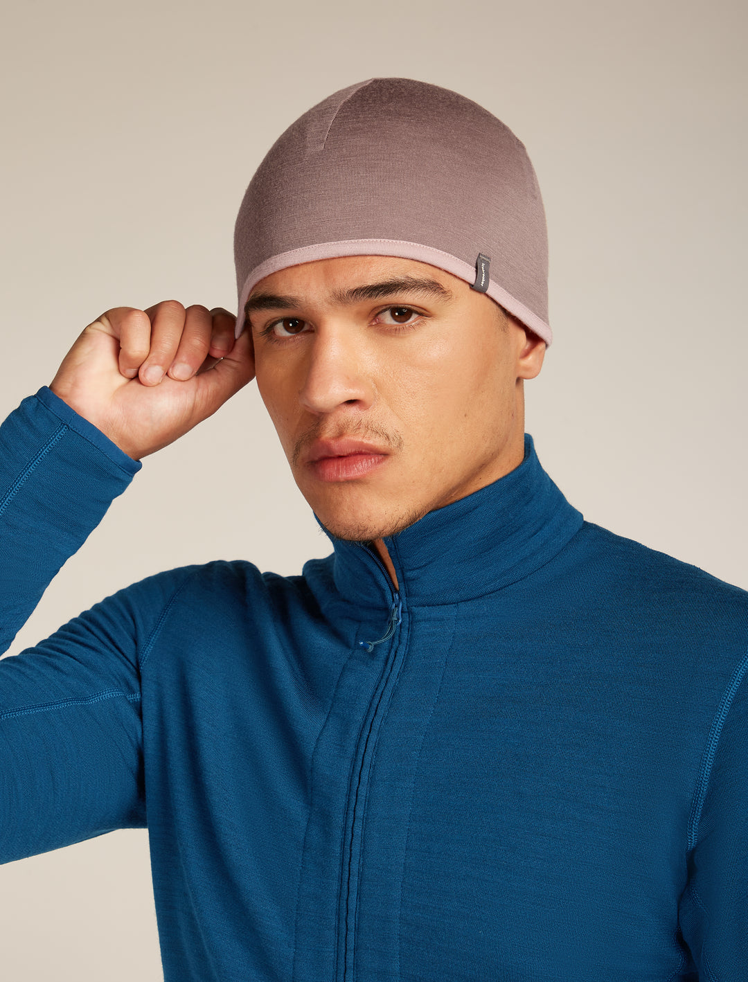 Adult Unisex Merino Reversible Pocket Hat Summit/Blush IBM200