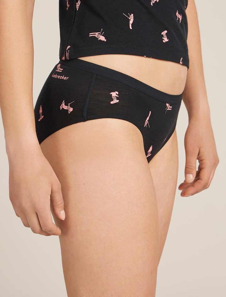 Womens Merino 150 Siren Hipkini Snow Day Black/Acid Pink 0A574Z