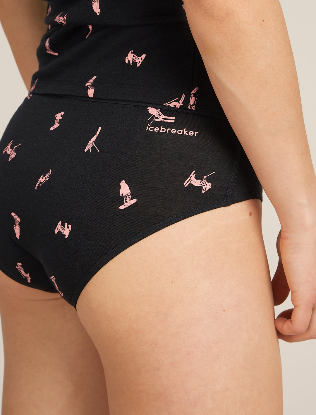 Womens Merino 150 Siren Hipkini Snow Day Black/Acid Pink 0A574Z