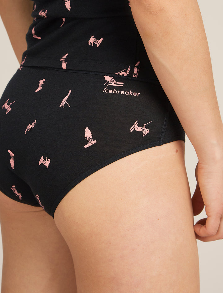 Womens Merino 150 Siren Hipkini Snow Day Black/Acid Pink 0A574Z