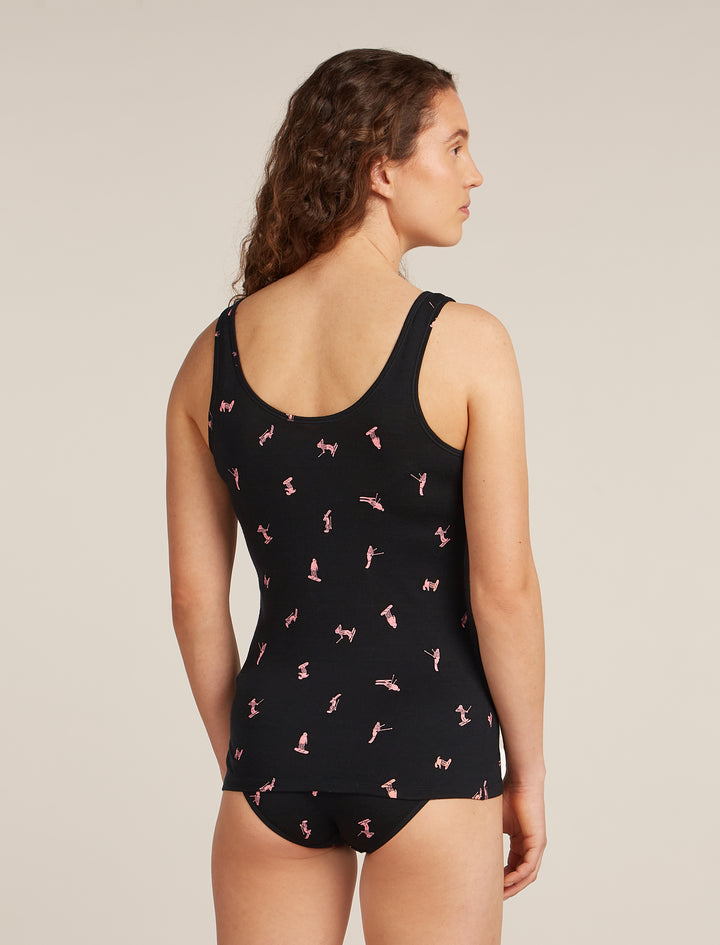 Womens Merino 150 Siren Tank Snow Day Black/Acid Pink 0A5751