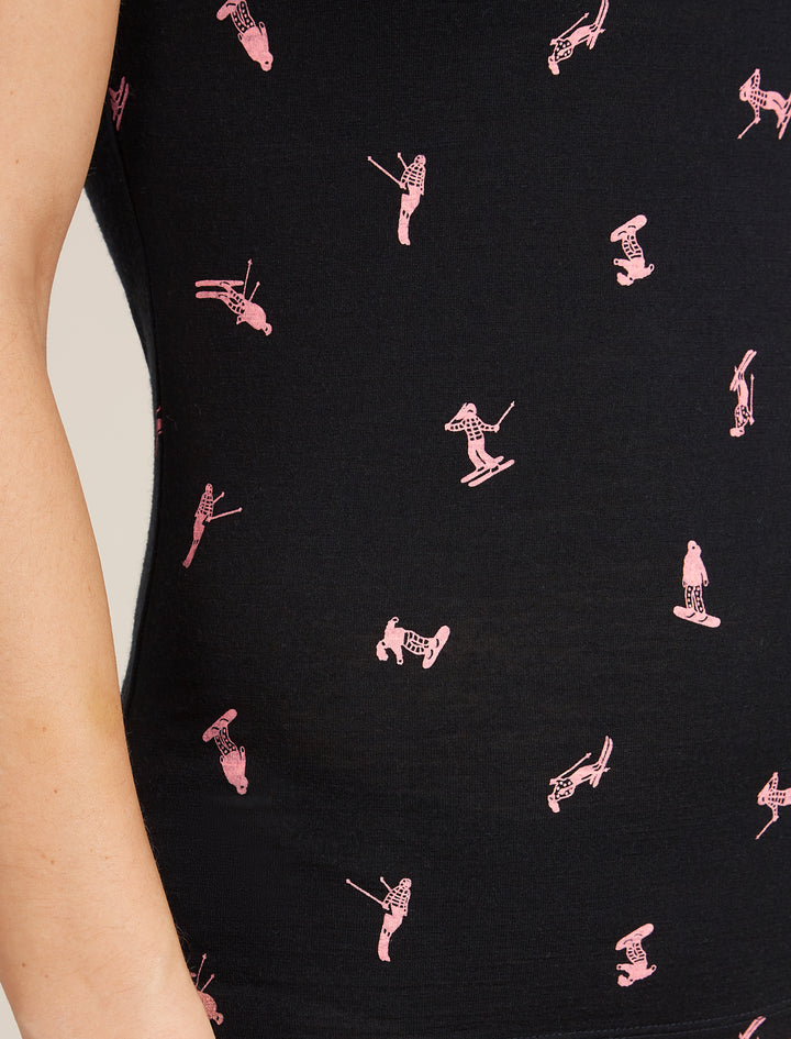 Womens Merino 150 Siren Tank Snow Day Black/Acid Pink 0A5751