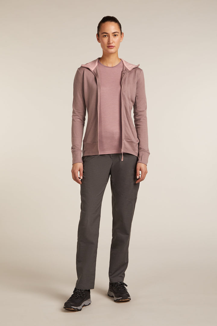 Womens Merino 260 Quantum Long Sleeve Zip Hoodie Summit/Blush BA56XR