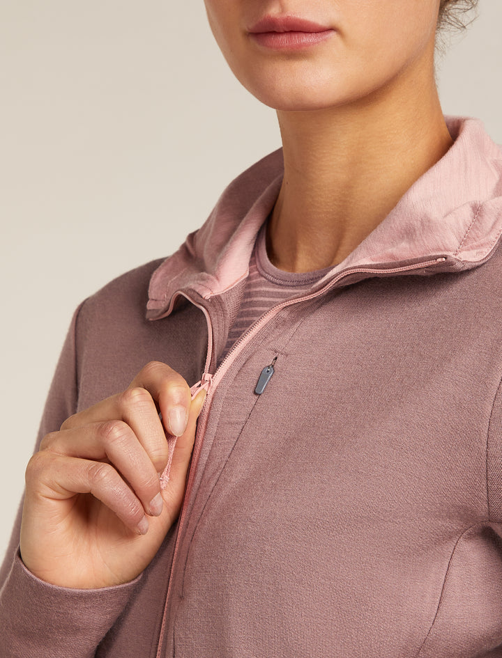 Womens Merino 260 Quantum Long Sleeve Zip Hoodie Summit/Blush BA56XR