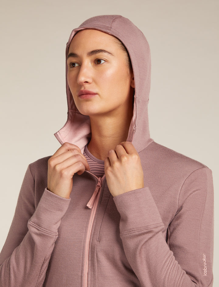 Womens Merino 260 Quantum Long Sleeve Zip Hoodie Summit/Blush BA56XR