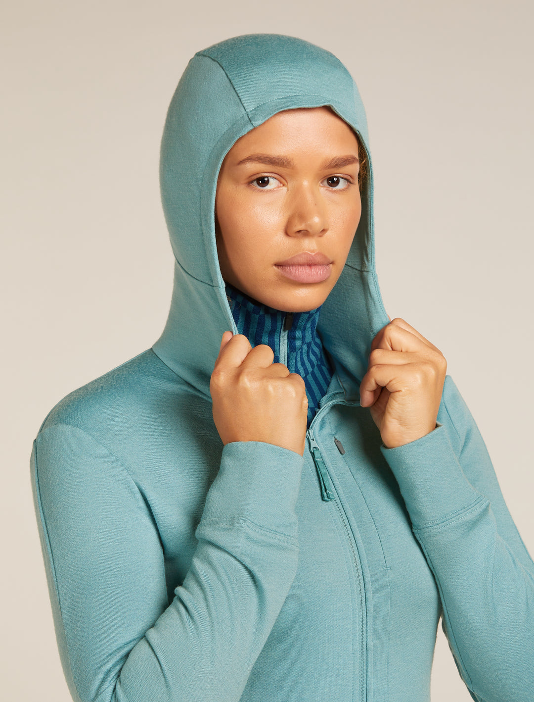 Womens Merino 260 Quantum Long Sleeve Zip Hoodie Hydro BA56XR