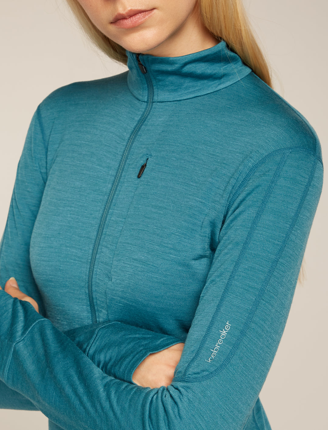 Womens Merino Blend 200 Realfleece™ Descender L S Half Zip Jacket Topaz BA56YM
