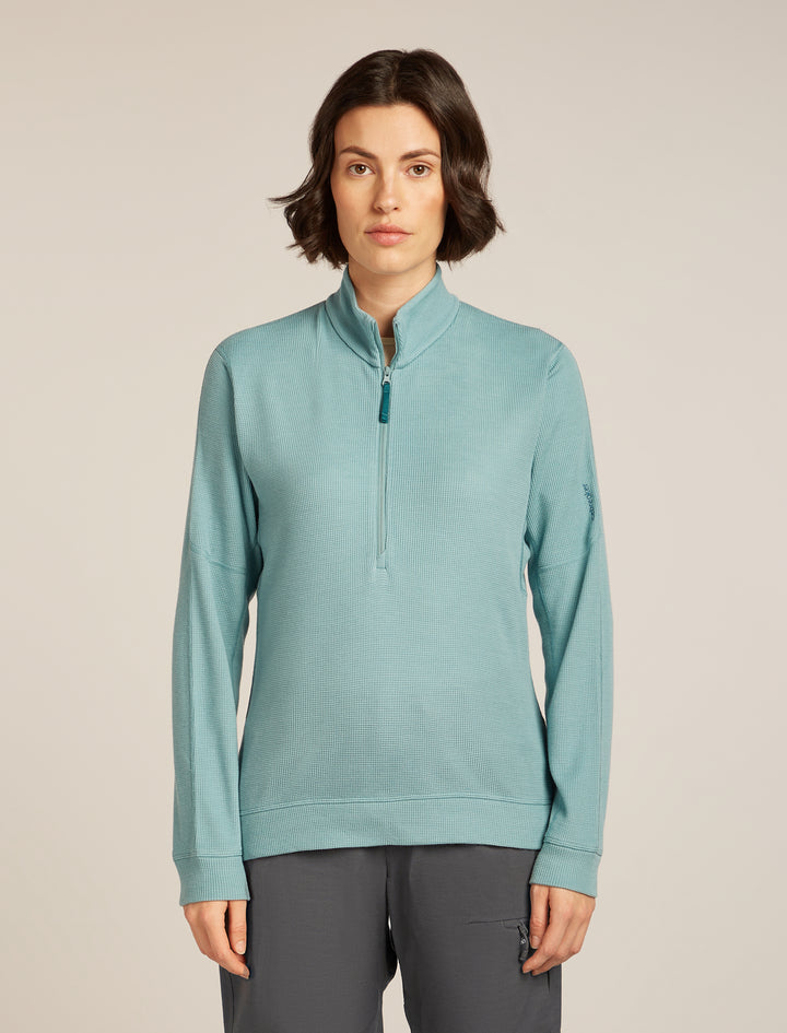 Womens 260 Waffle Knit Wander LLS  1/2 Zip Top Hydro 0A577V