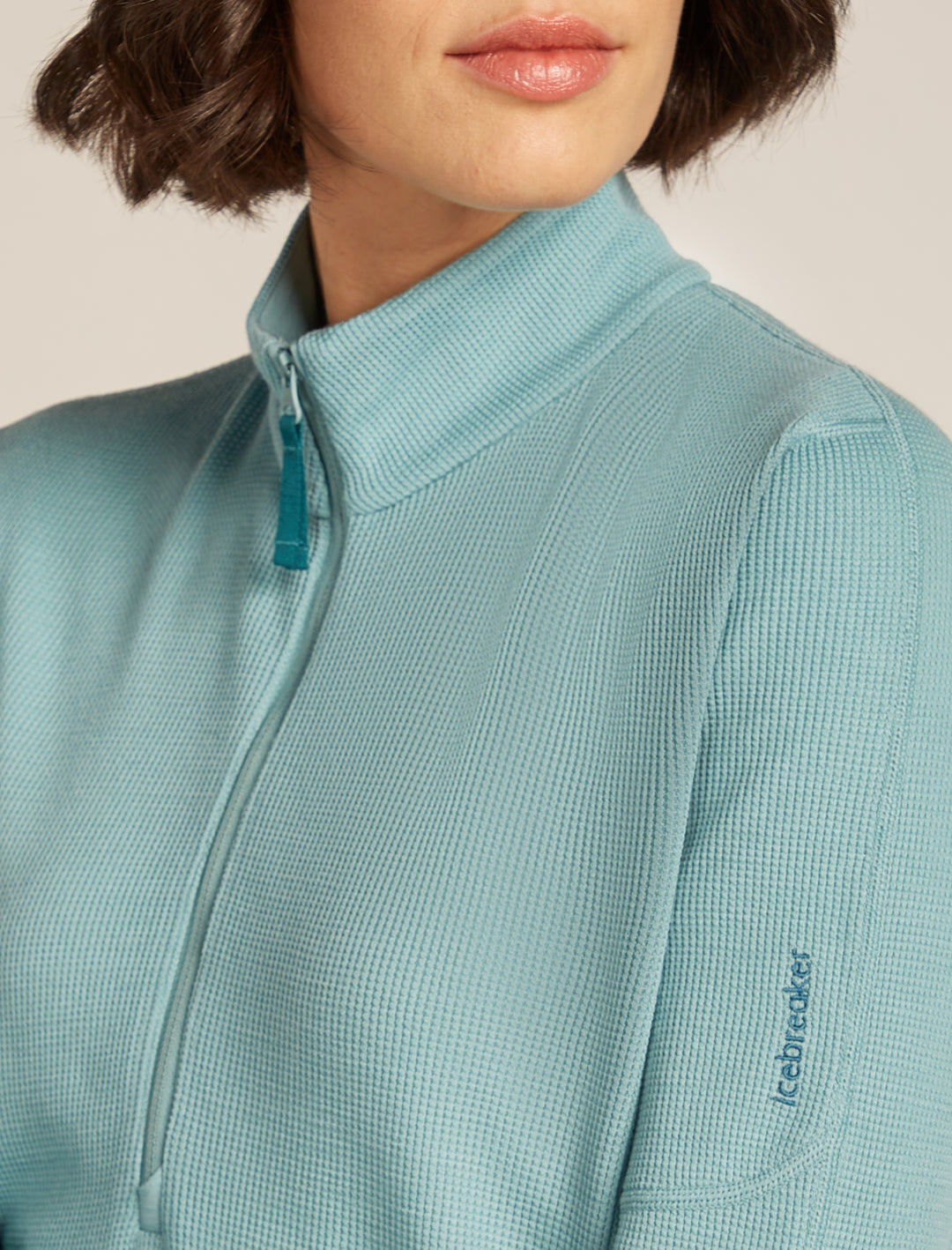 Womens 260 Waffle Knit Wander LLS  1/2 Zip Top Hydro 0A577V