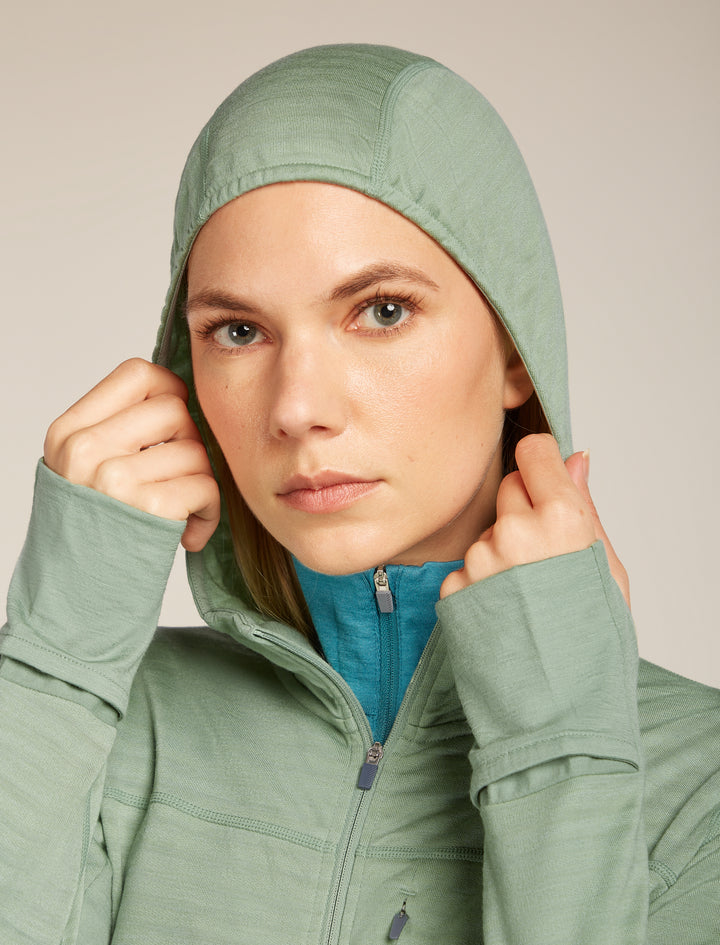 Women Merino 300 Descender long Sleeve Zip Hood Seaglass 0A57CS