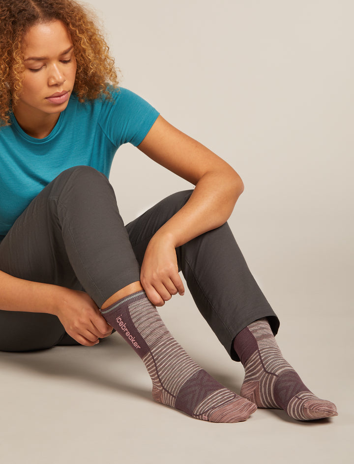 Womens Merino Blend Run+ Ultralight Crew Socks Summit FD Java/Acid Pink 0A578X