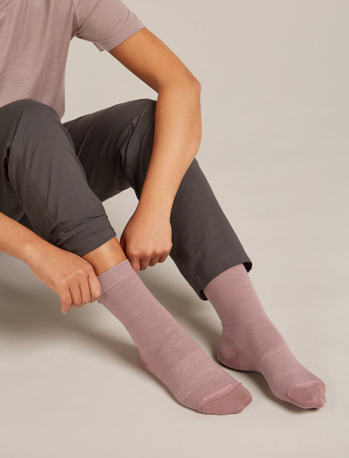 Womens Merino Lifestyle Fine Gauge Crew Socks Summit/ Acid Pink 105253