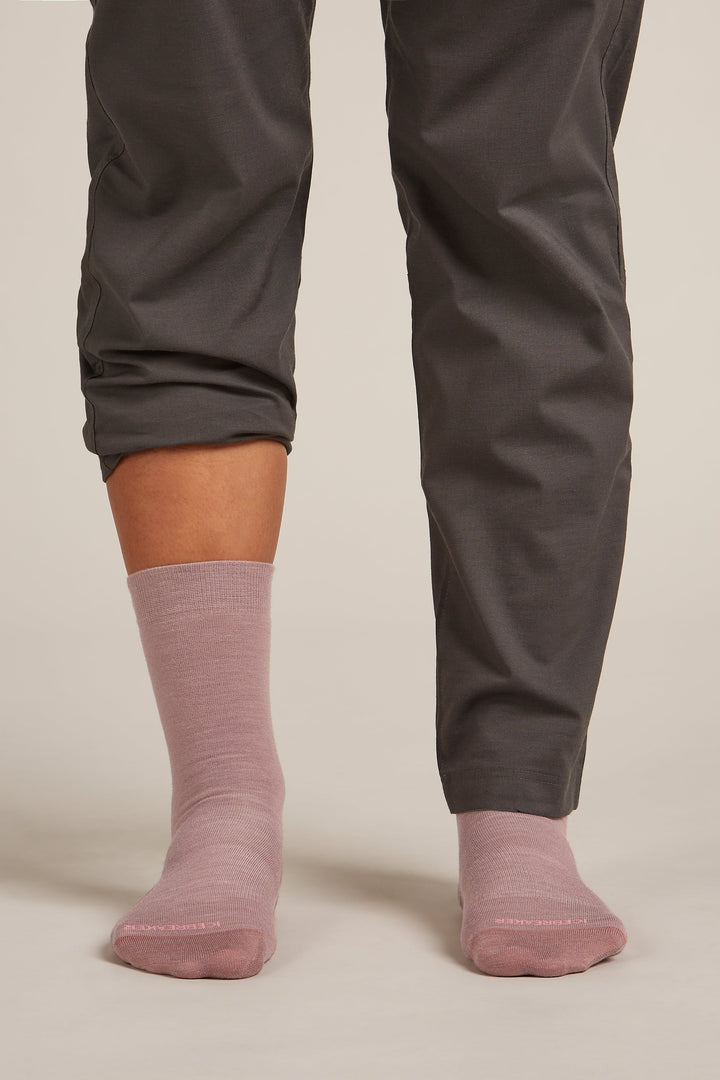 Womens Merino Lifestyle Fine Gauge Crew Socks Summit/ Acid Pink 105253