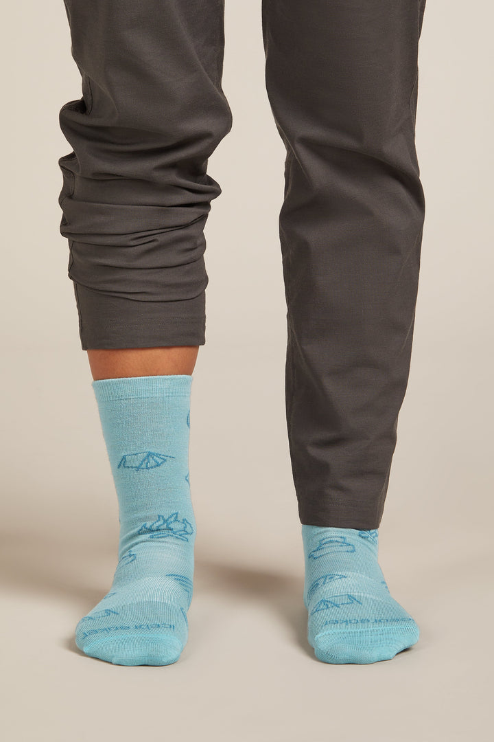 Womens Merino Lifestyle Ultralight Crew Socks Camp Essential Hydro/Topaz 0A574D